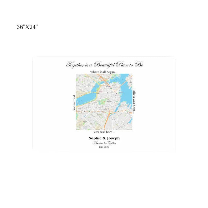 Custom Wall Art - Square Location Map - ARTFULANE