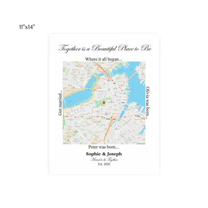 Custom Wall Art - Square Location Map - ARTFULANE