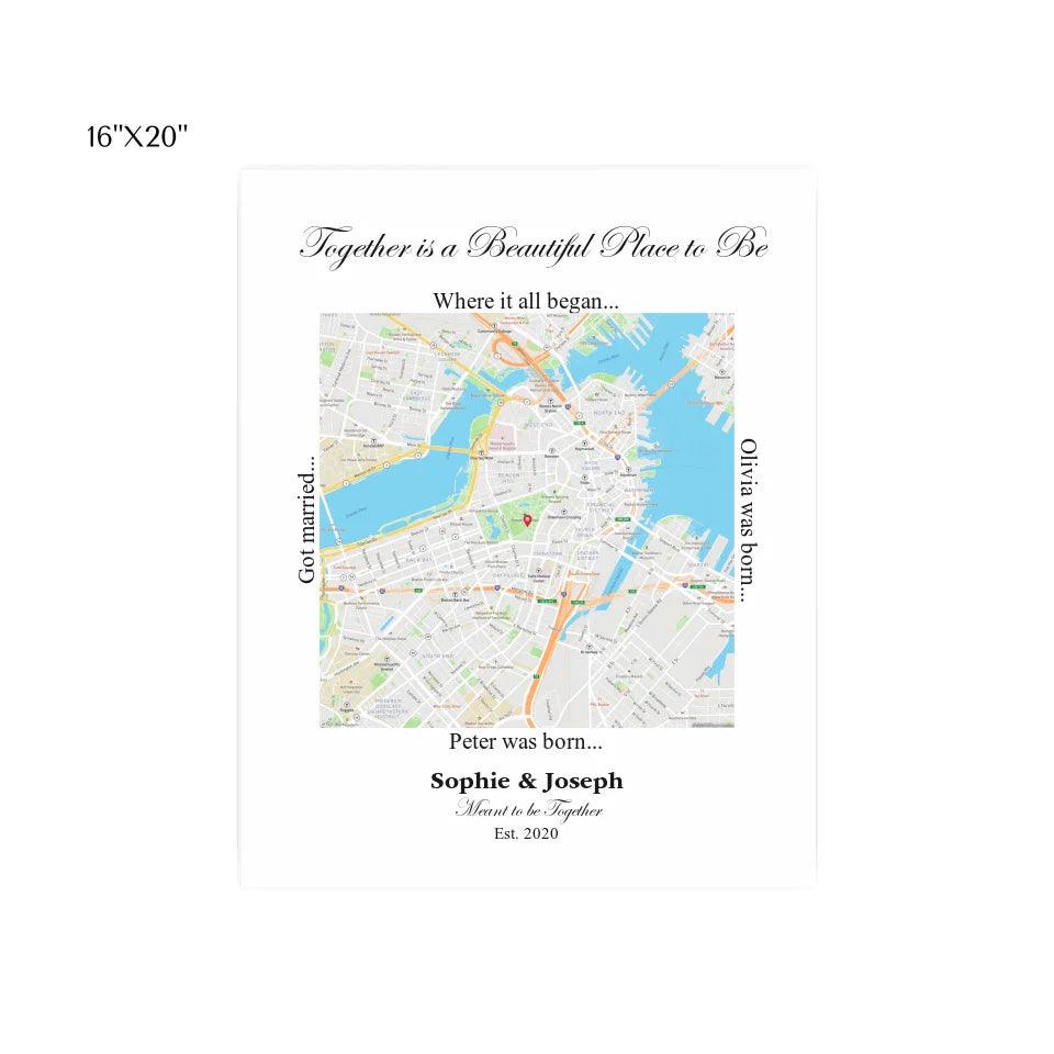 Custom Wall Art - Square Location Map - ARTFULANE