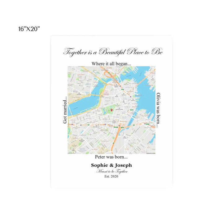 Custom Wall Art - Square Location Map - ARTFULANE