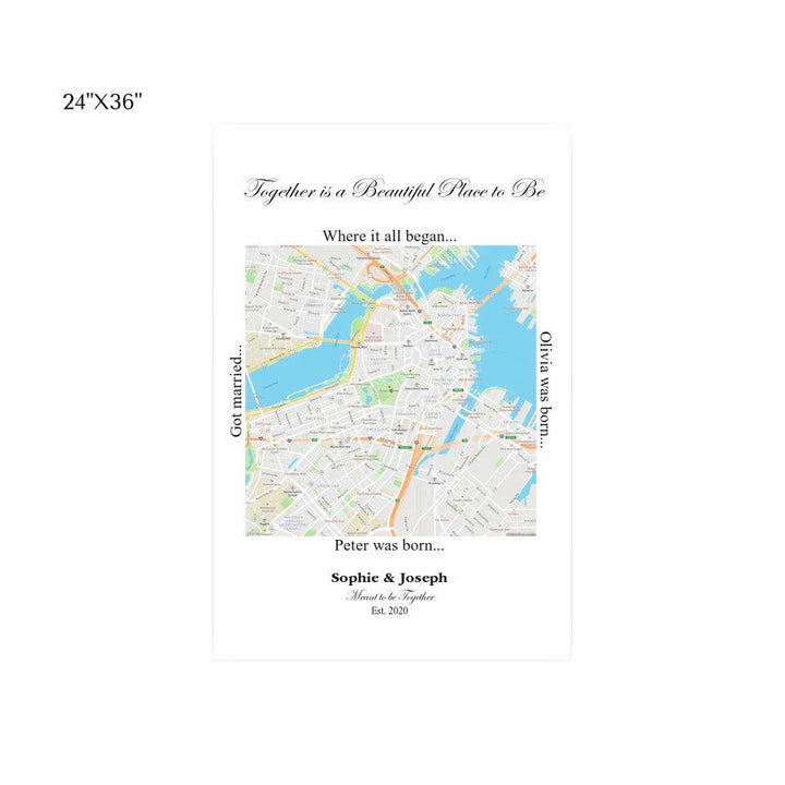 Custom Wall Art - Square Location Map - ARTFULANE