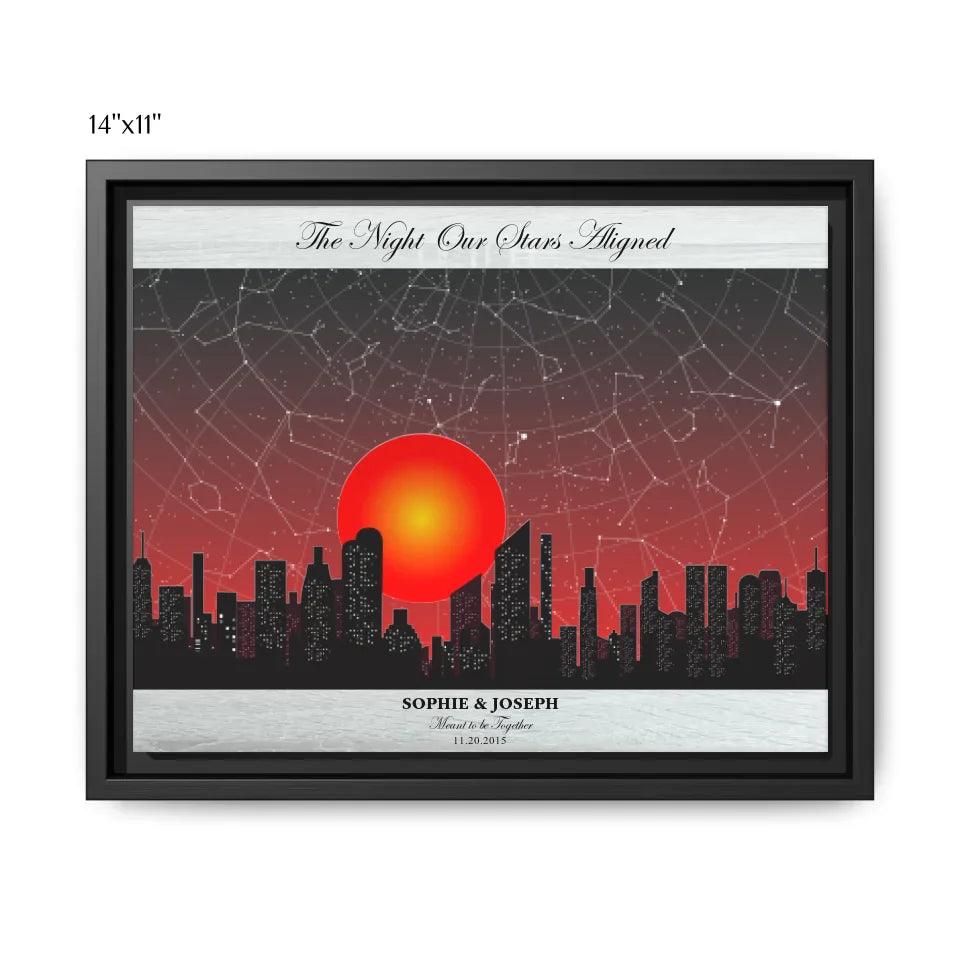 Custom Wall Art - Sunset Cityscape Star Map - ARTFULANE