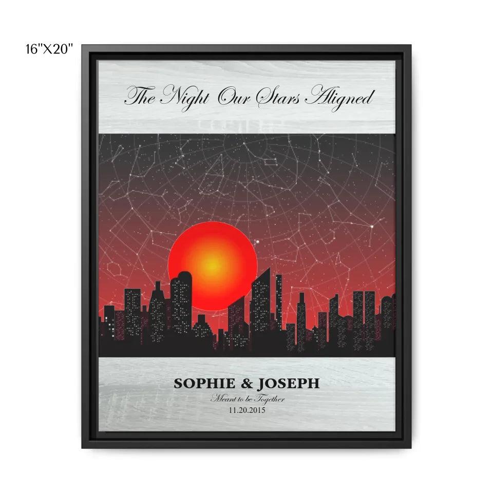 Custom Wall Art - Sunset Cityscape Star Map - ARTFULANE
