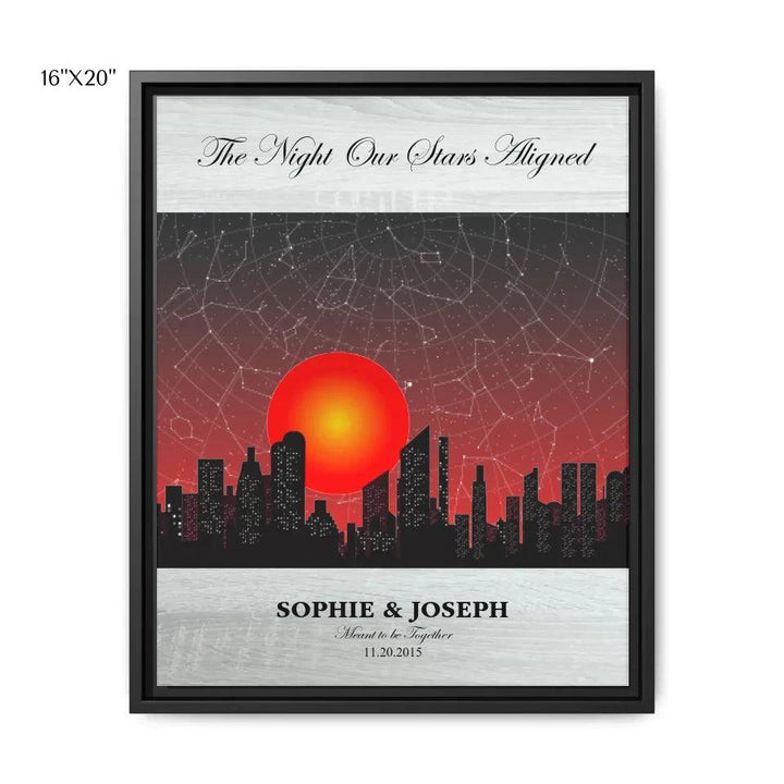 Custom Wall Art - Sunset Cityscape Star Map - ARTFULANE