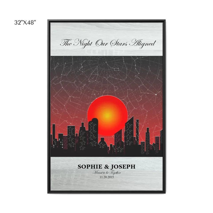 Custom Wall Art - Sunset Cityscape Star Map - ARTFULANE