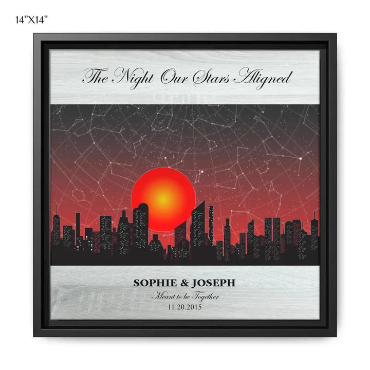 Custom Wall Art - Sunset Cityscape Star Map - ARTFULANE