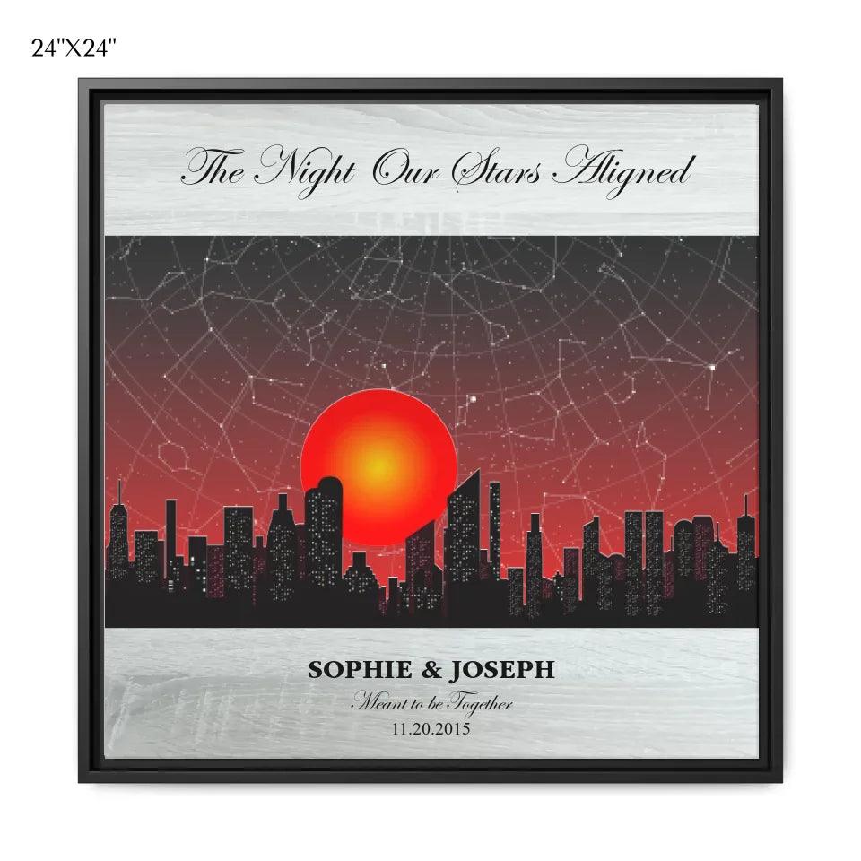 Custom Wall Art - Sunset Cityscape Star Map - ARTFULANE