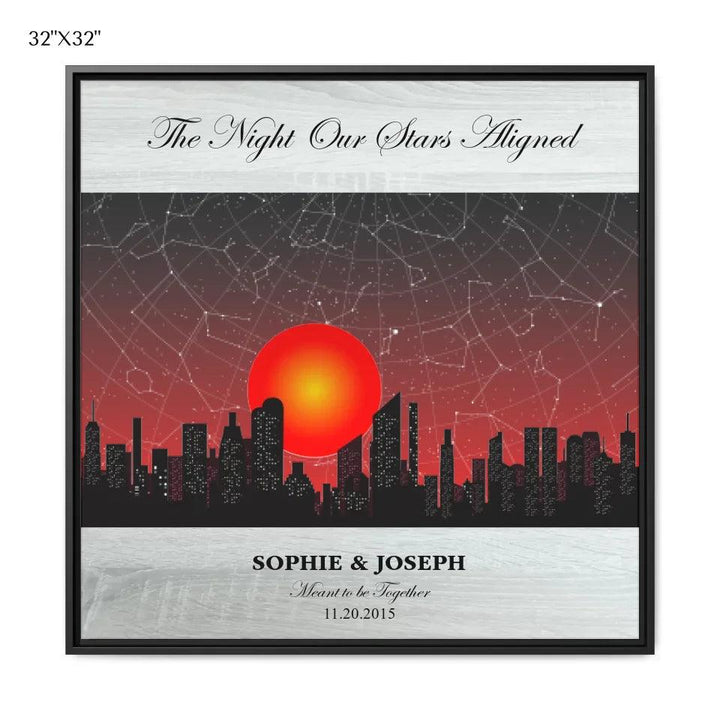 Custom Wall Art - Sunset Cityscape Star Map - ARTFULANE