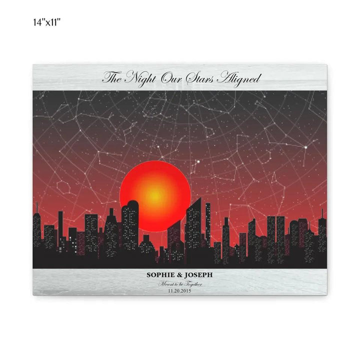 Custom Wall Art - Sunset Cityscape Star Map - ARTFULANE