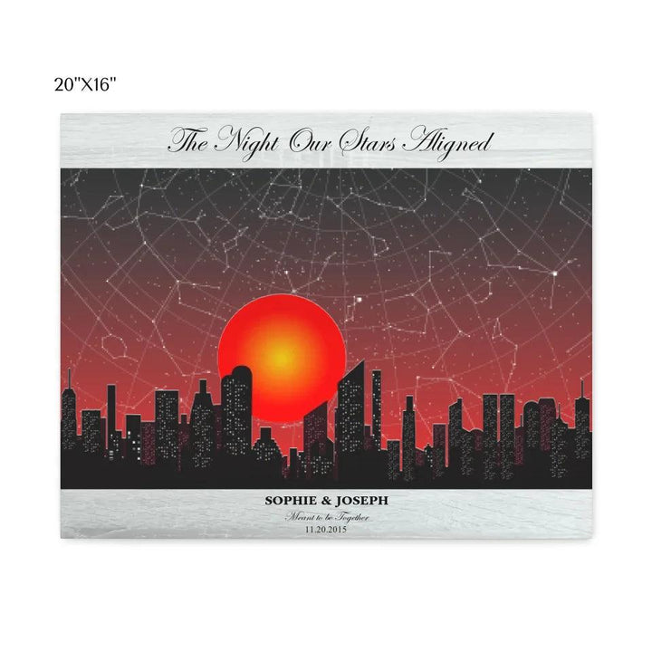 Custom Wall Art - Sunset Cityscape Star Map - ARTFULANE