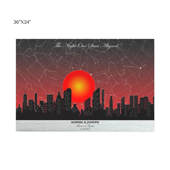 Custom Wall Art - Sunset Cityscape Star Map - ARTFULANE