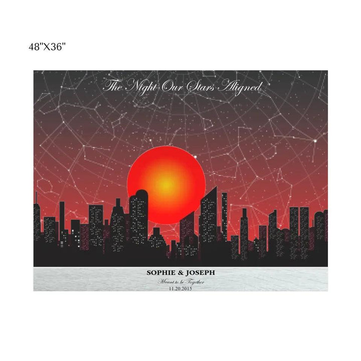 Custom Wall Art - Sunset Cityscape Star Map - ARTFULANE