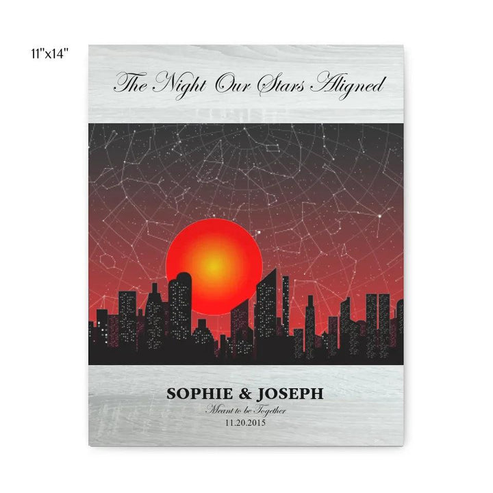 Custom Wall Art - Sunset Cityscape Star Map - ARTFULANE