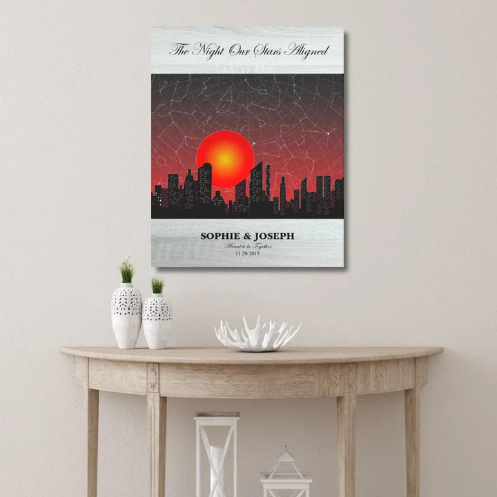 Custom Wall Art - Sunset Cityscape Star Map - ARTFULANE