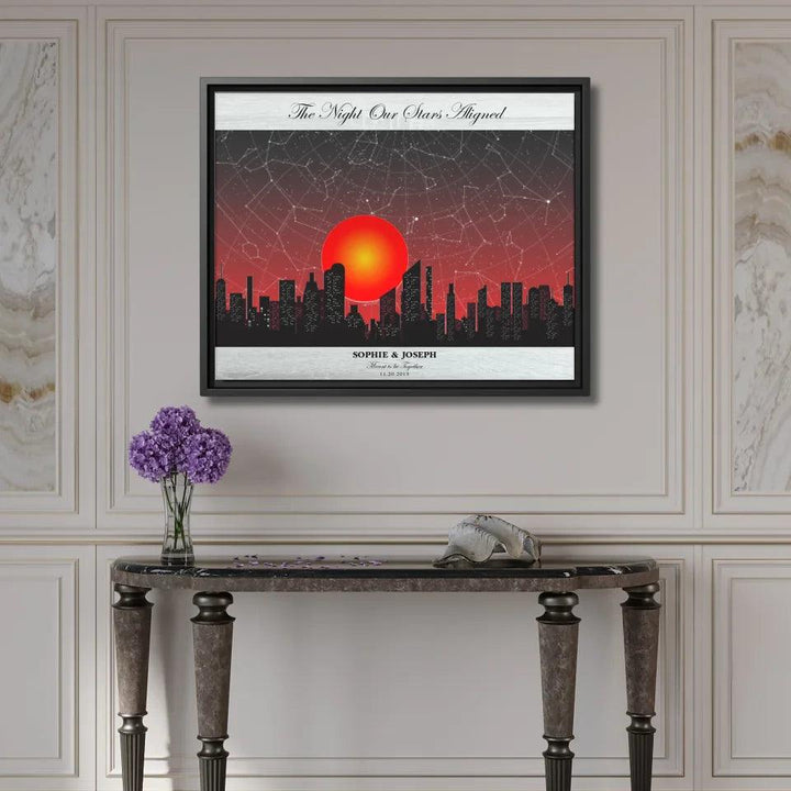 Custom Wall Art - Sunset Cityscape Star Map - ARTFULANE