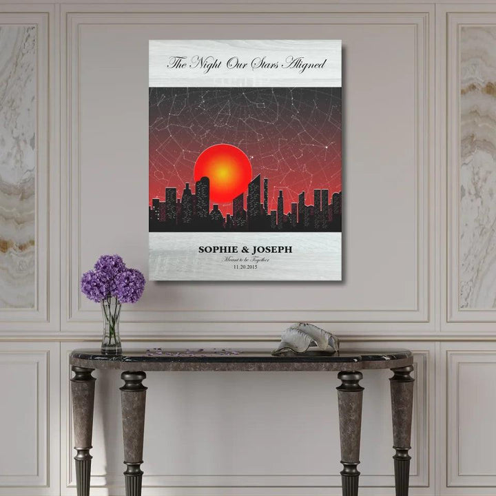 Custom Wall Art - Sunset Cityscape Star Map - ARTFULANE