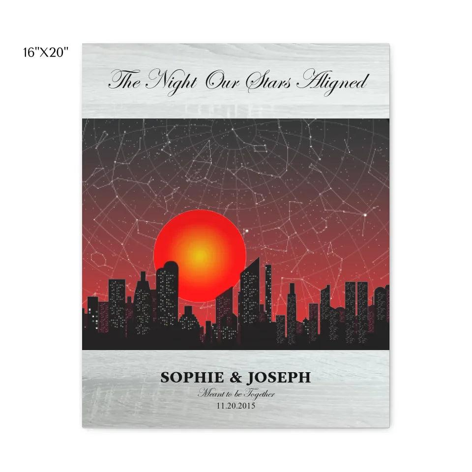 Custom Wall Art - Sunset Cityscape Star Map - ARTFULANE