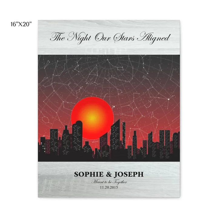 Custom Wall Art - Sunset Cityscape Star Map - ARTFULANE