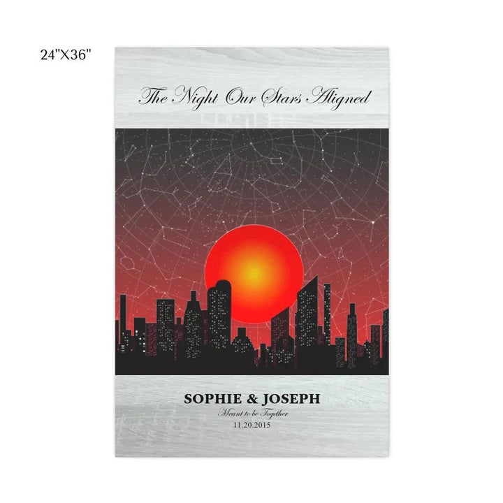Custom Wall Art - Sunset Cityscape Star Map - ARTFULANE