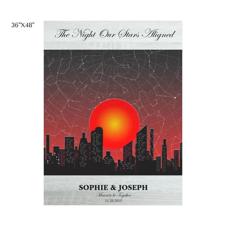 Custom Wall Art - Sunset Cityscape Star Map - ARTFULANE