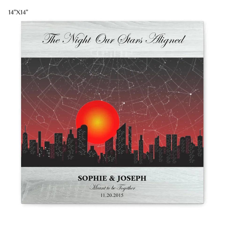 Custom Wall Art - Sunset Cityscape Star Map - ARTFULANE