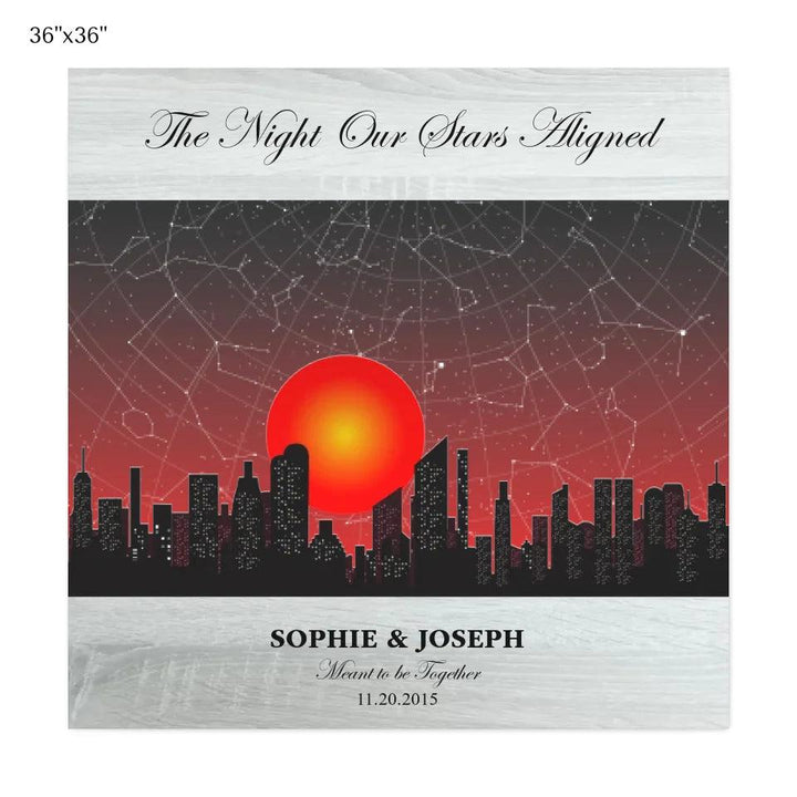 Custom Wall Art - Sunset Cityscape Star Map - ARTFULANE
