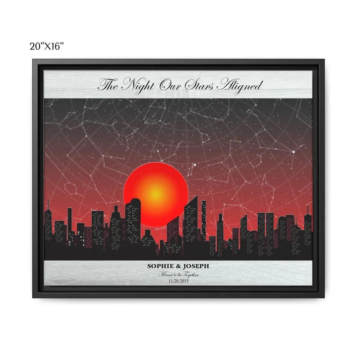 Custom Wall Art - Sunset Cityscape Star Map - ARTFULANE