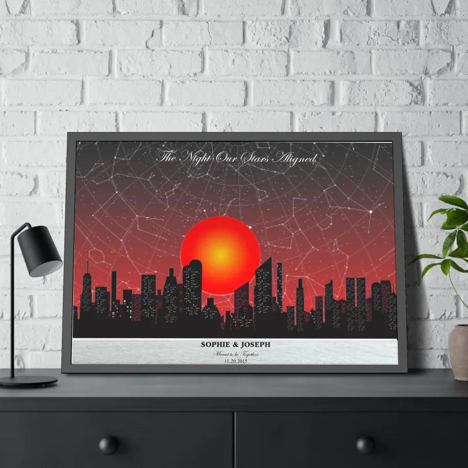 Custom Wall Art - Sunset Cityscape Star Map - ARTFULANE