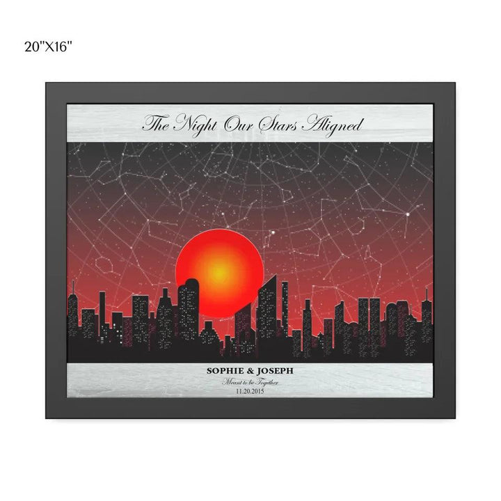 Custom Wall Art - Sunset Cityscape Star Map - ARTFULANE