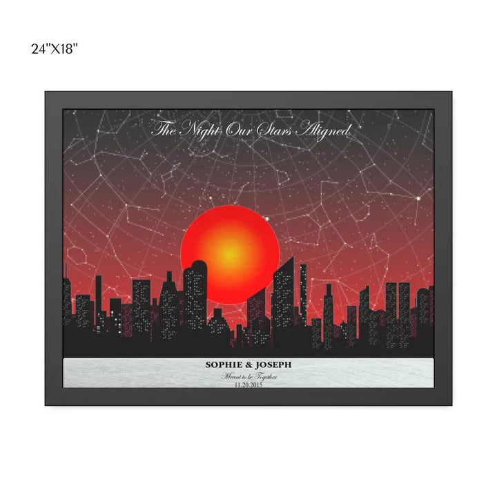 Custom Wall Art - Sunset Cityscape Star Map - ARTFULANE