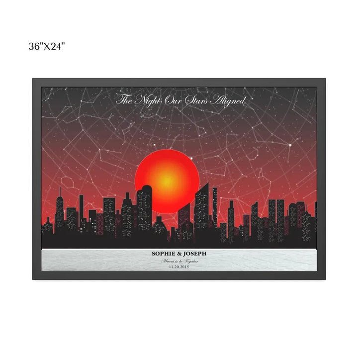 Custom Wall Art - Sunset Cityscape Star Map - ARTFULANE