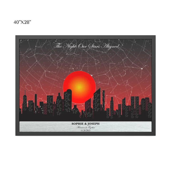 Custom Wall Art - Sunset Cityscape Star Map - ARTFULANE