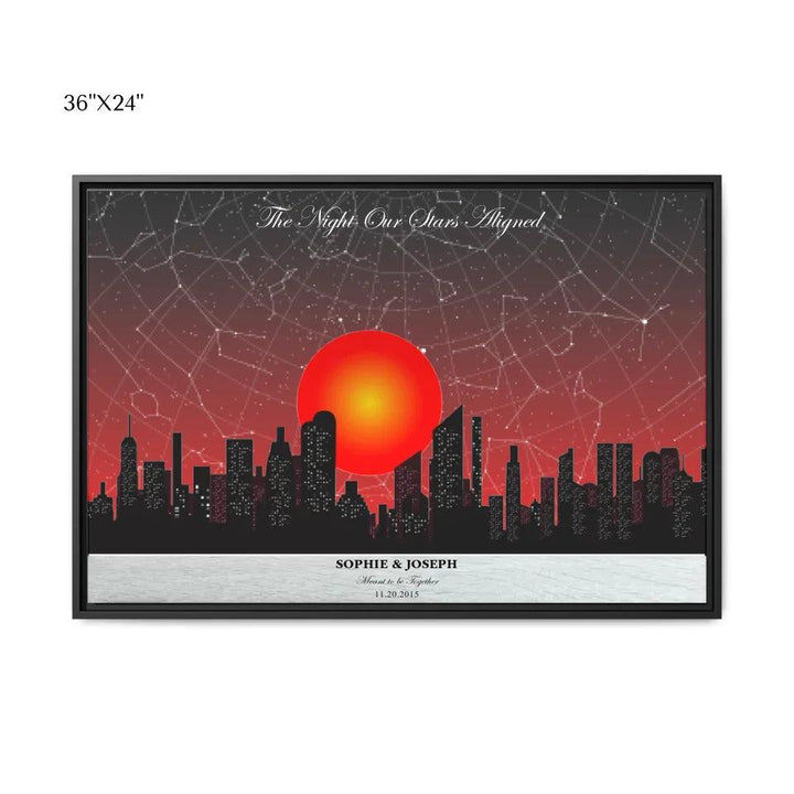 Custom Wall Art - Sunset Cityscape Star Map - ARTFULANE
