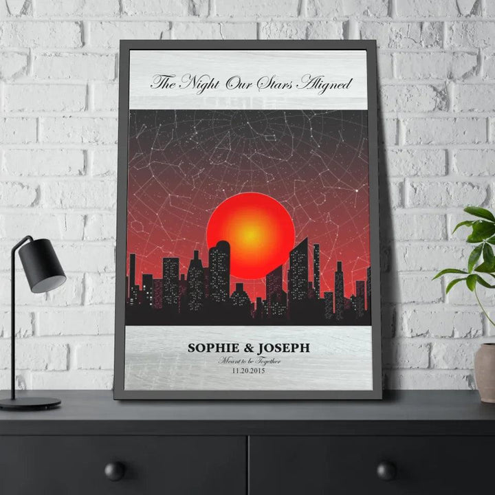 Custom Wall Art - Sunset Cityscape Star Map - ARTFULANE