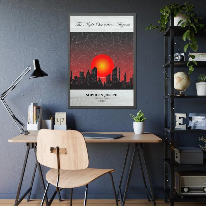 Custom Wall Art - Sunset Cityscape Star Map - ARTFULANE
