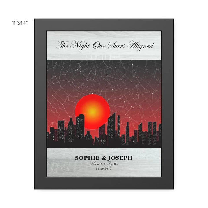 Custom Wall Art - Sunset Cityscape Star Map - ARTFULANE