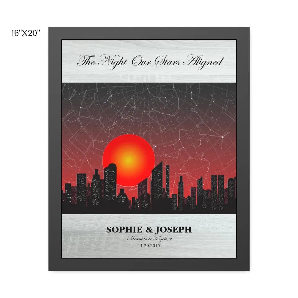 Custom Wall Art - Sunset Cityscape Star Map - ARTFULANE