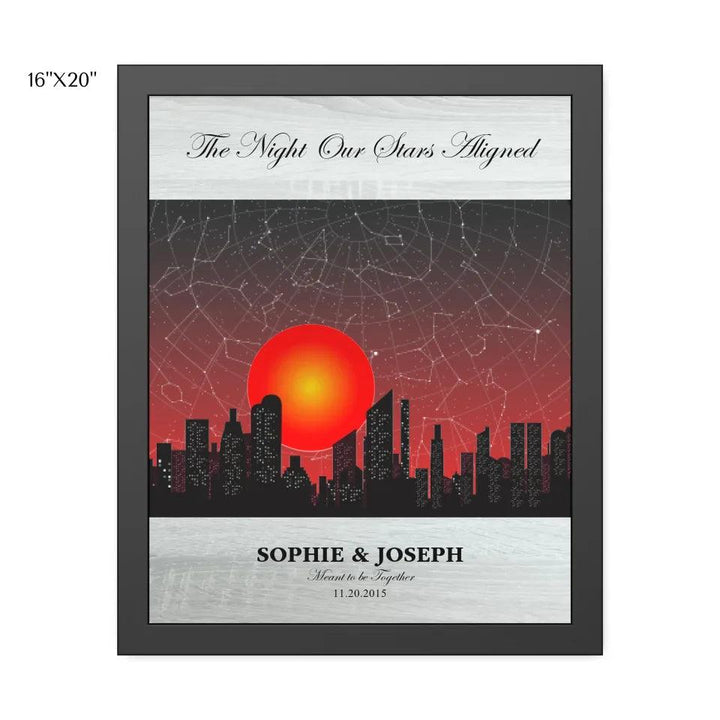 Custom Wall Art - Sunset Cityscape Star Map - ARTFULANE