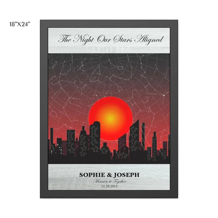 Custom Wall Art - Sunset Cityscape Star Map - ARTFULANE