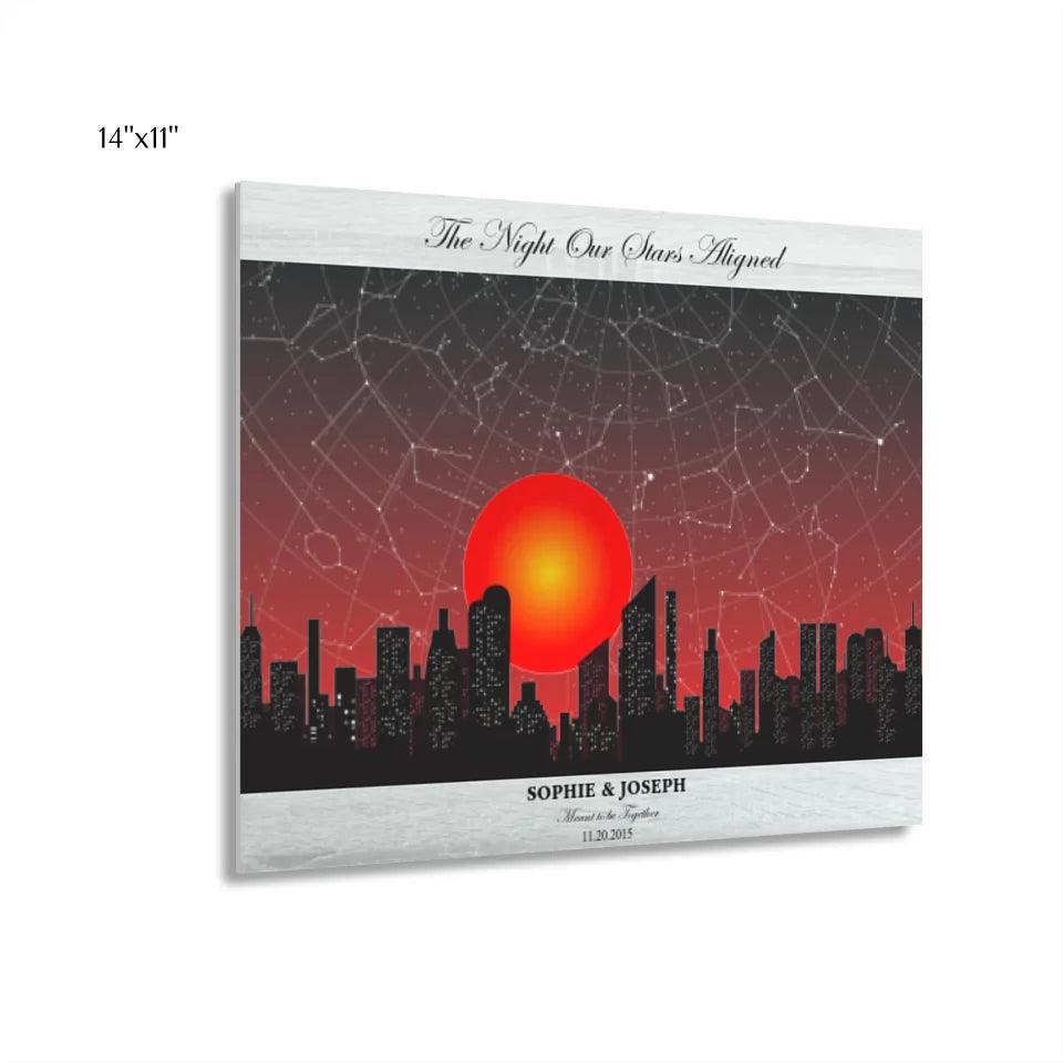 Custom Wall Art - Sunset Cityscape Star Map - ARTFULANE