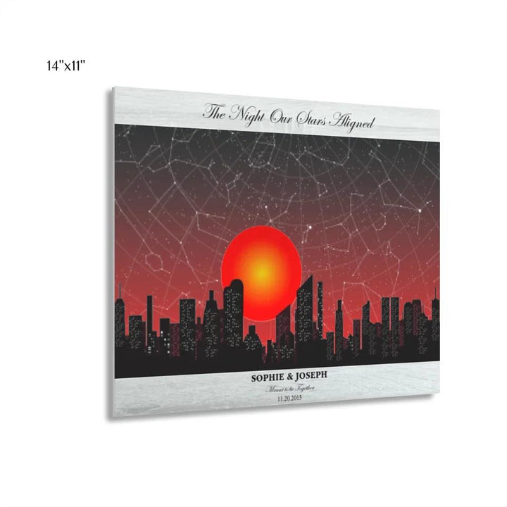 Custom Wall Art - Sunset Cityscape Star Map - ARTFULANE