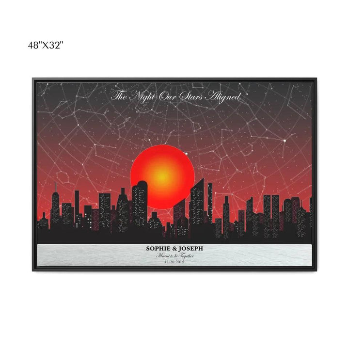 Custom Wall Art - Sunset Cityscape Star Map - ARTFULANE