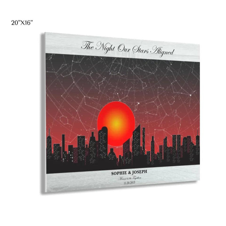 Custom Wall Art - Sunset Cityscape Star Map - ARTFULANE