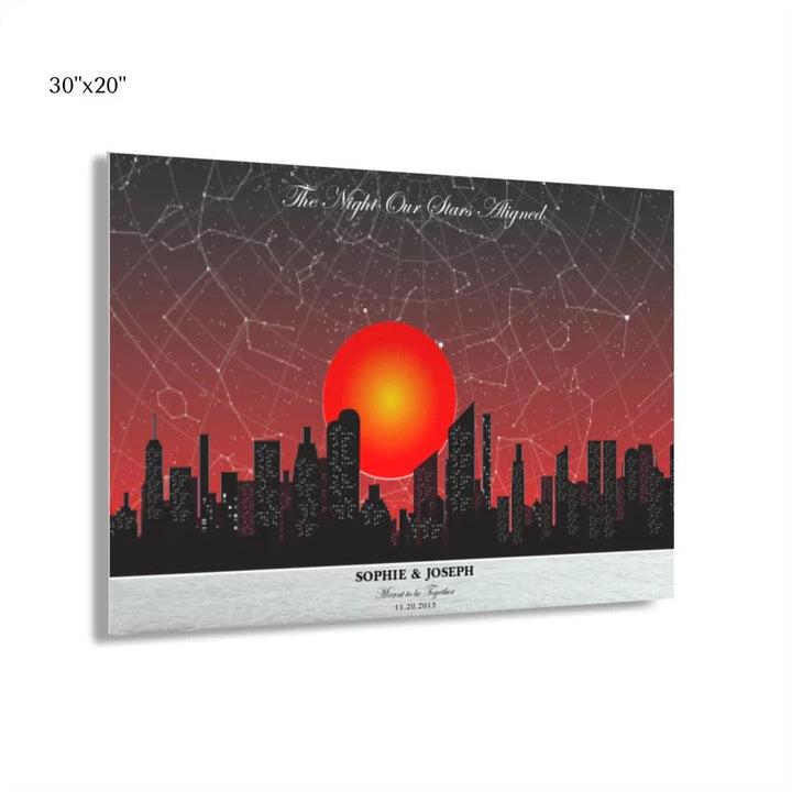 Custom Wall Art - Sunset Cityscape Star Map - ARTFULANE