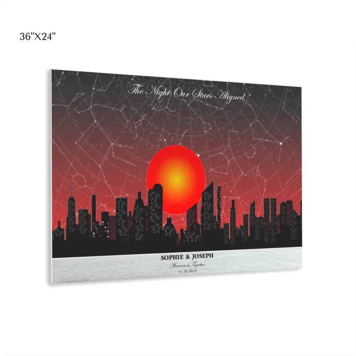 Custom Wall Art - Sunset Cityscape Star Map - ARTFULANE
