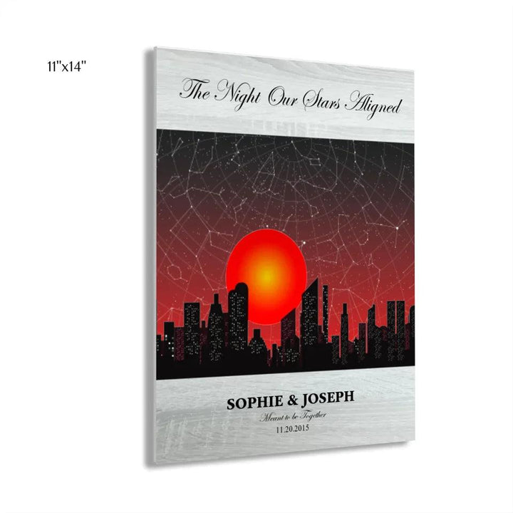 Custom Wall Art - Sunset Cityscape Star Map - ARTFULANE