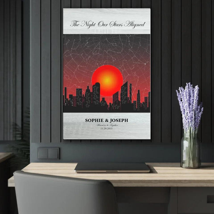 Custom Wall Art - Sunset Cityscape Star Map - ARTFULANE