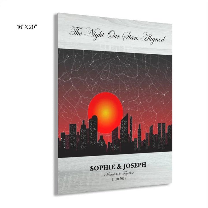 Custom Wall Art - Sunset Cityscape Star Map - ARTFULANE