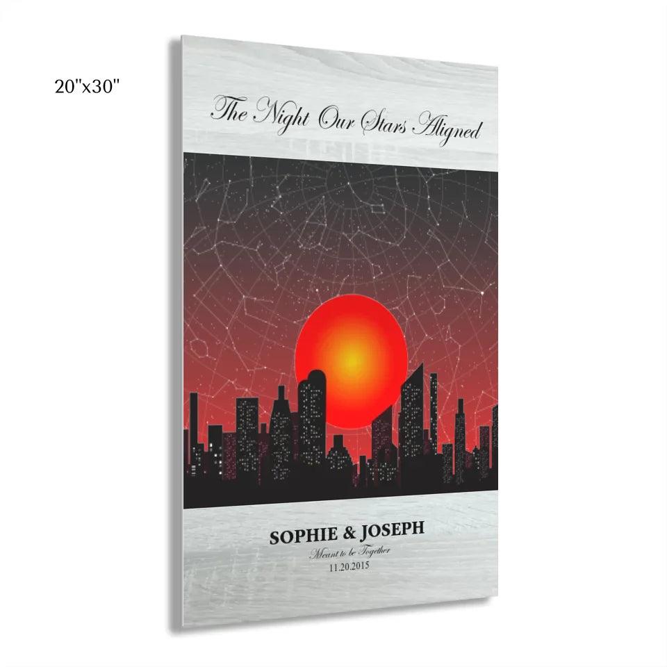 Custom Wall Art - Sunset Cityscape Star Map - ARTFULANE