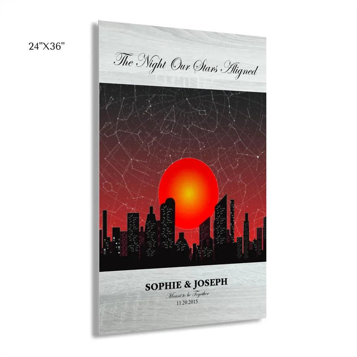 Custom Wall Art - Sunset Cityscape Star Map - ARTFULANE